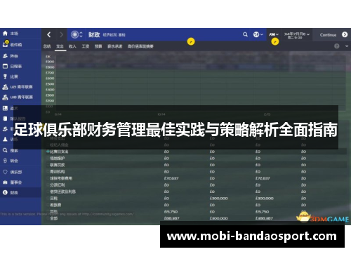 足球俱乐部财务管理最佳实践与策略解析全面指南