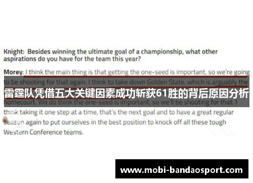 雷霆队凭借五大关键因素成功斩获61胜的背后原因分析 雷霆队凭借五大关键因素成功斩获61胜的背后原因分析